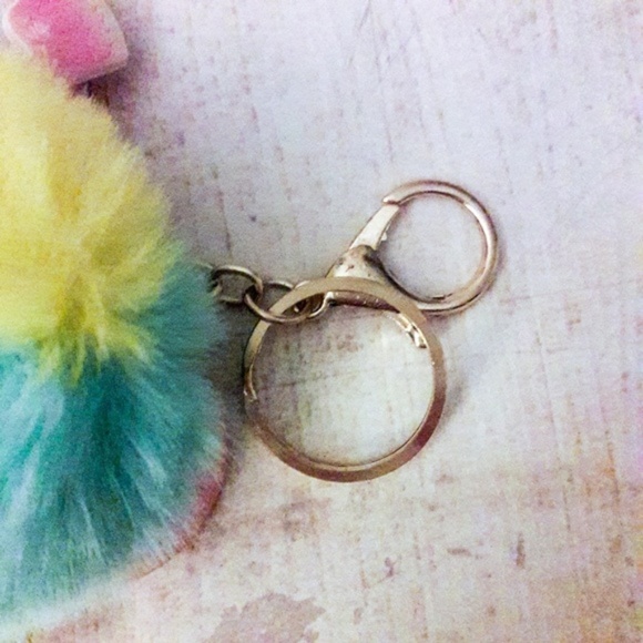 Dangling Unicorn Fluffy Puff Key Chain Bag Charm - Picture 4 of 4